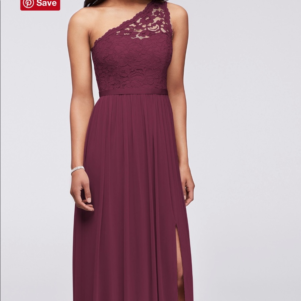 LONG ONE SHOULDER LACE BRIDESMAID DRESS - Picture 2 of 3